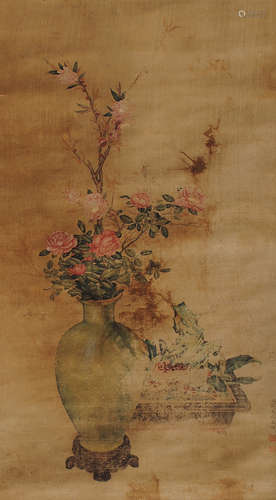 蒋庭锡（1669～1732） 瓶花 立轴 设色绢本