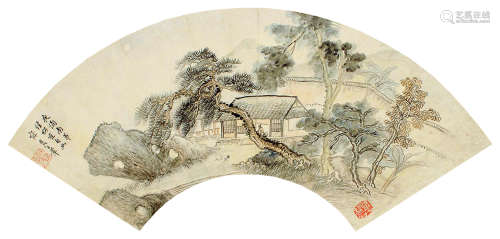 王石谷（1632～1717） 山水 扇面 设色纸本