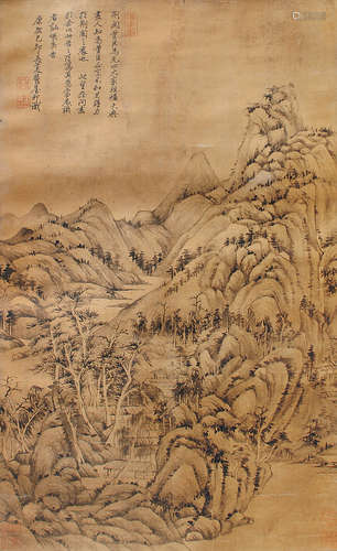 王原祁（1642～1715） 山水 立轴 水墨绢本