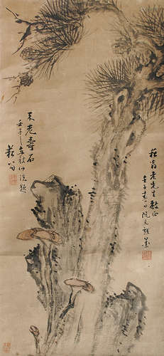 阮元（1764～1849） 松石 立轴 设色纸本