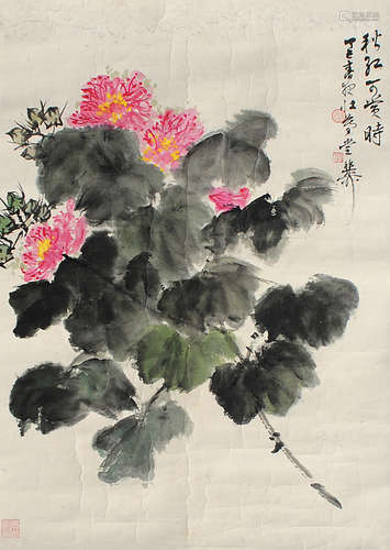 谢稚柳（1910～1997） 花卉 镜片 设色纸本