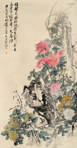 赵云壑（1874～1955） 花卉 立轴 设色纸本