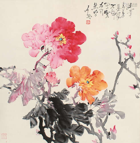 石鲁（1919～1982） 花卉 立轴 设色纸本