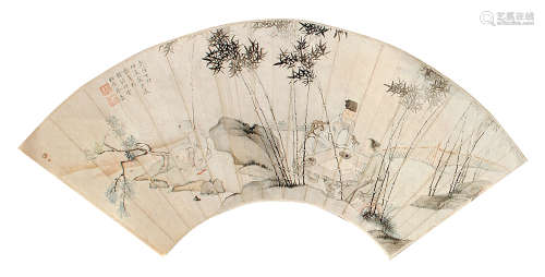 蔡嘉（1686～1779） 人物 扇面 设色纸本