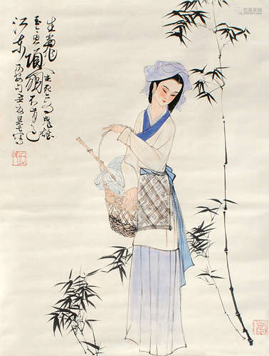 刘旦宅（1931～2001） 仕女 立轴 设色纸本