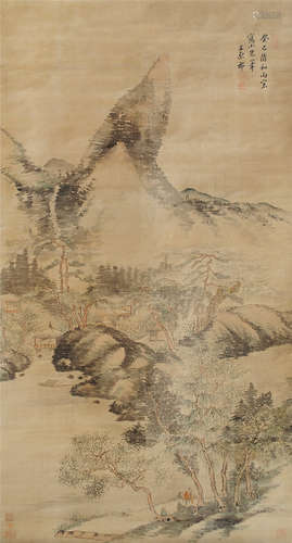 王原祁（1642～1715） 山水 立轴 设色绢本