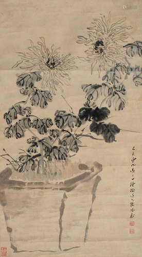 陈鸿寿（1768～1822） 花卉 立轴 设色纸本