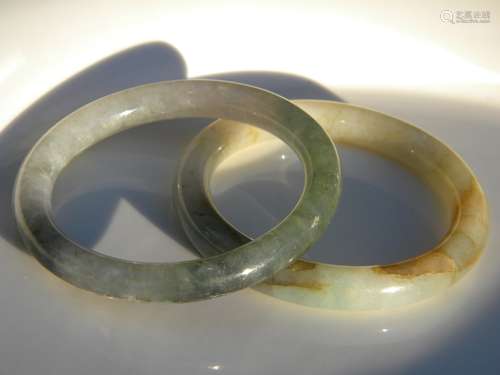 Pair of Natural Translucent Jadeite Bangle