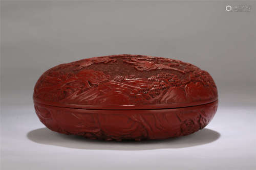 A Chinese Lacquer Box with Cover 