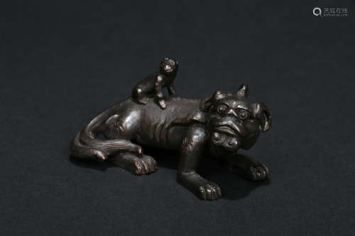 A Chinese Bronze Foo Dog