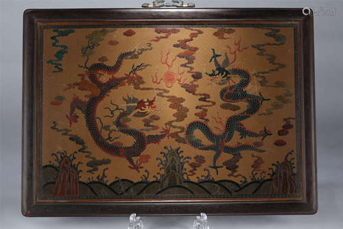 A Chinese Embroidery with Wood Frame