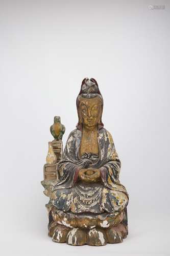 A Chinese Carved Wood Buddha