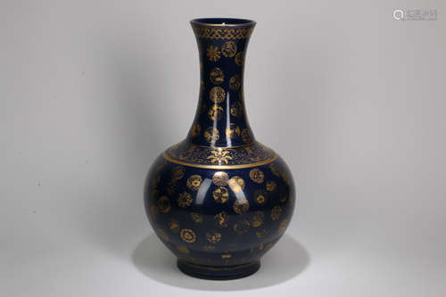 A Chinese Blue Glazed Porcelain Vase