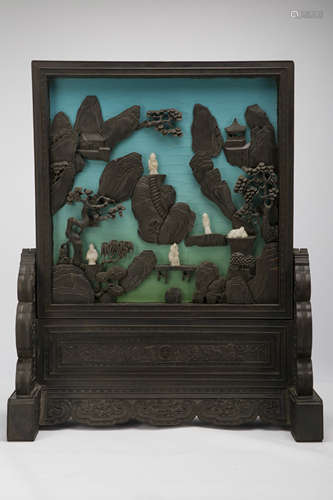 A Chinese Carved Wood Screen