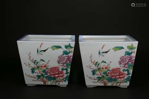 A Pair of Chinese Porcelain Planters