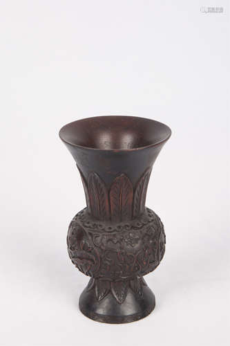 A Chinese Carved Wood Vase