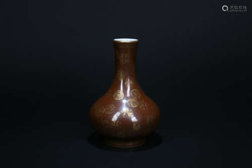 A Chinese Brown Glazed Porcelain Vase