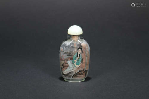 A Chinese Glass Snuff Bottle with Inside Painting