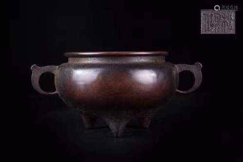 Chinese Ming Bronze Tripod Censer