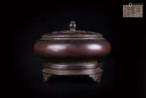 Chinese Ming Bronze Censer With Lid