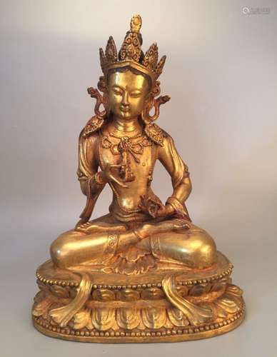 Yongle Mark, Chinese Gilt Bronze Buddha Sculpture