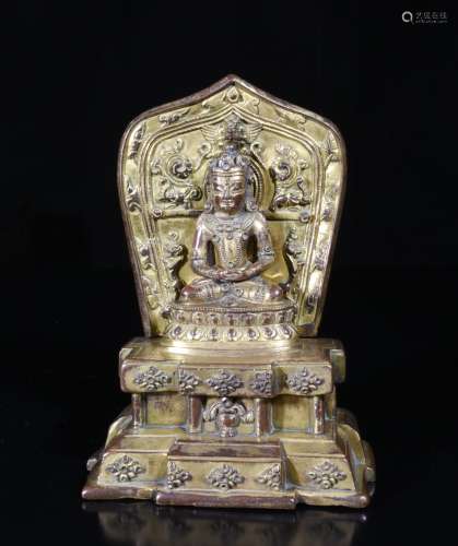 Chinese Gilt Bronze Mandala Amitayus Buddha