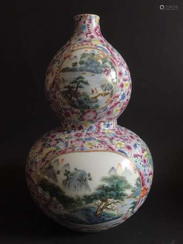 Chinese Fmaille Rose Gourd Vase