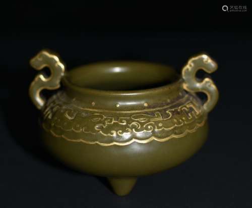 Qianlong Mark, Chinese Tea Dust Tripod Censer