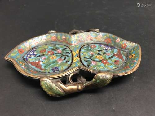 Chinese Bronze Cloisonne Enamel Peach Washer