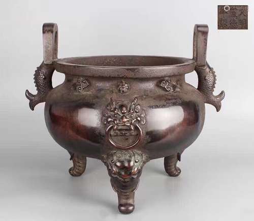 Xuande Mark, Chinese Bronze Elephant Feet Censer