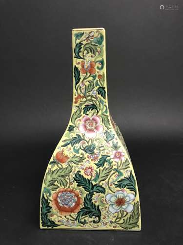 Chinese Yellow Ground Floral Vase