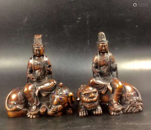 Pair of Huangyang Wood Buddha Statues