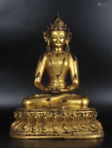 Chinese Gilt Bronze Amitayus Buddha