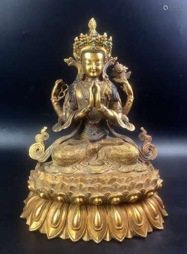 Yongle Mark, Chinese Gilt Bronze Buddha Sculpture