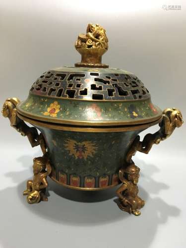 Chinese Bronze Cloisonne Enamel Censer