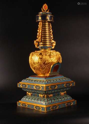 Chinese Bronze Cloisonne Enamel Tower