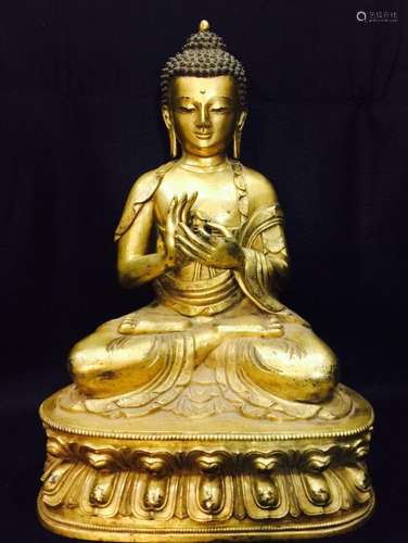 Chinese Gilt Bronze Guanyin Statue