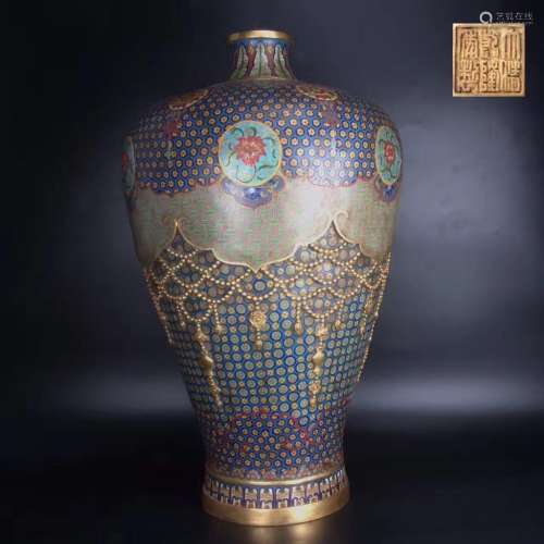 Large Chinese Gilt Bronze Cloisonne Enamel Meiping