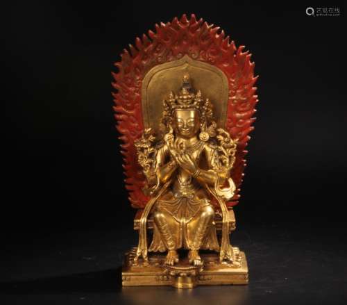 Chinese Qing ilt Bronze Maitreya