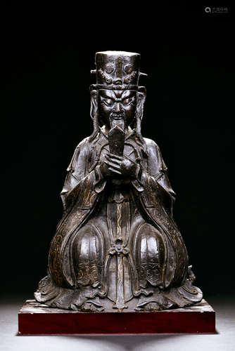 BRONZE SEATED DAOIST FIGURE