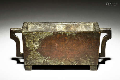 BRONZE CAST RECTANGULAR CENSER