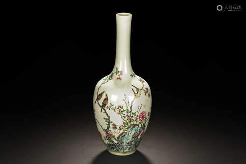 FAMILLE ROSE 'BIRDS' VASE