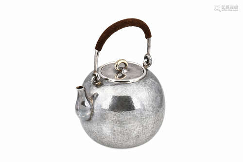 JAPANESE SILVER TEAPOT WITH MOSAIC PATTERN