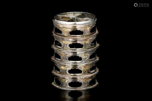 GOLD AND SILVER GILT LAYERED TIER BOXES