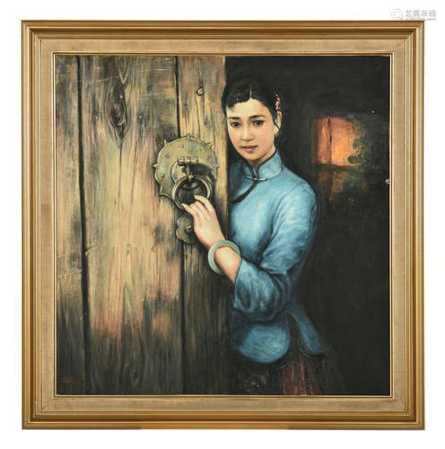 FRAMED OIL PAINTING 'LADY'