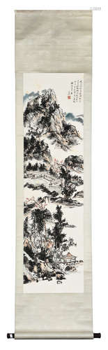 HUANG BINHONG: INK AND COLOR ON PAPER PAINTING 'MOUNTAIN SCENERY'