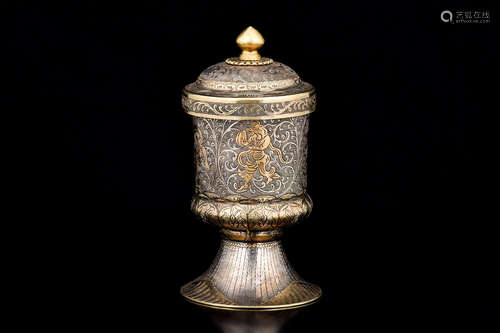 GOLD AND SILVER GILT CUP WITH COVER