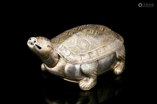 GOLD AND SILVER GILT TURTLE FIGURE