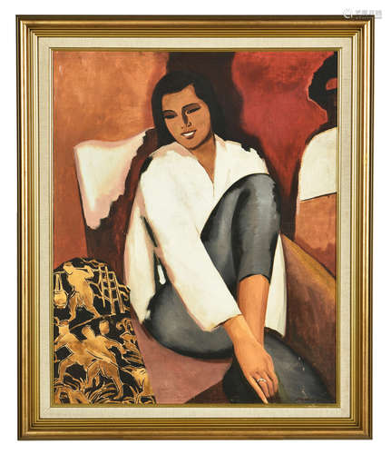 FRAMED OIL PAINTING 'LADY'