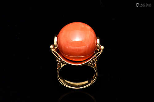 ORANGE RED CORAL RING